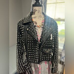 Azalea Wang Studded Black Leather Jacket